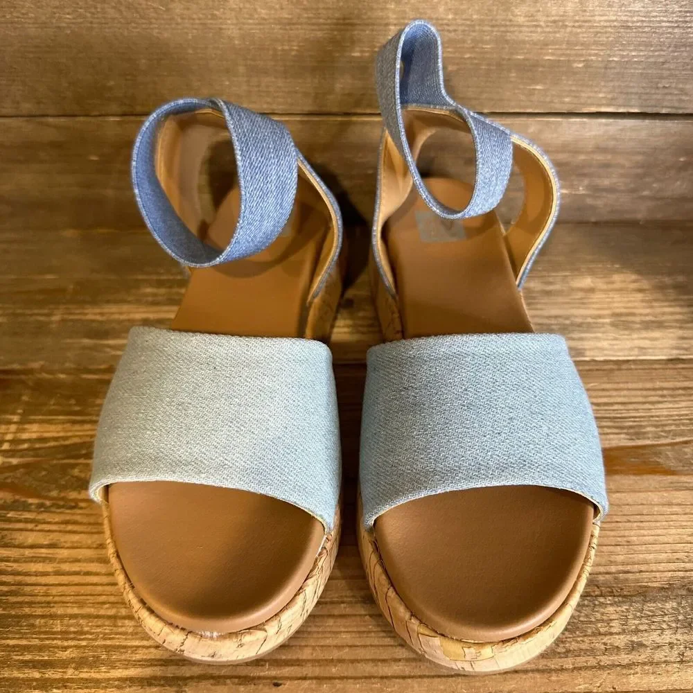 New NIB Big‎ Kids Dolce Vita Sicile Blue Denim Ankle Strap Sandals Size 3 Y